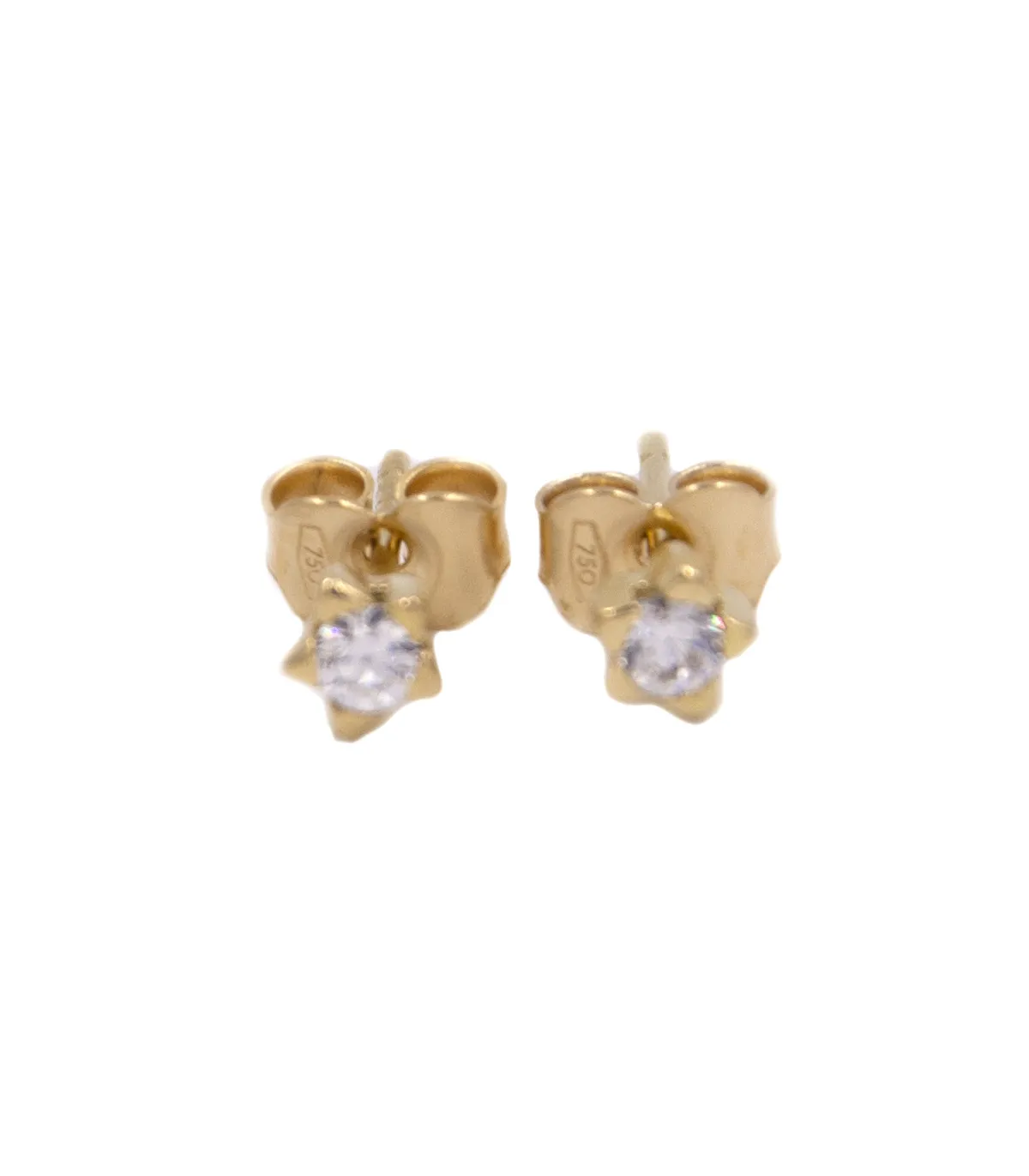 Orecchini punto luce in oro giallo con zirconi