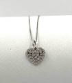 Collana in oro bianco con ciondolo a cuore con brillanti carati totali 0,40