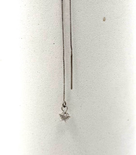 Mono orecchino punto luce in oro bianco con zircone a stella