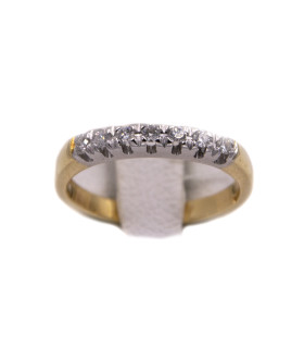 Anello veretta in oro giallo e oro bianco con brillanti carati 0,14