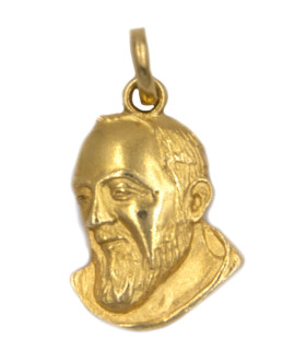 Ciondolo Padre Pio in oro giallo
