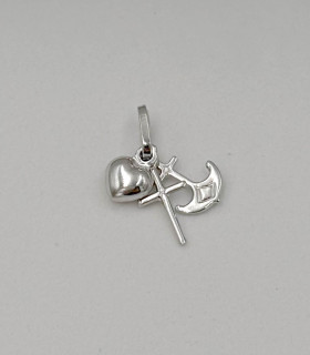 Ciondolo fede, speranza e carità in oro bianco