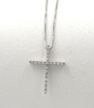 Collana in oro bianco con croce con brillanti carati totali 0,20
