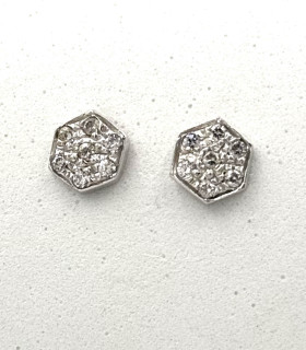 Orecchini ad esagono in oro bianco con zirconi