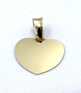 Ciondolo piastra cuore in oro giallo da incidere