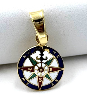 Ciondolo rosa dei venti in oro giallo