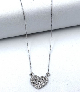 Collana in oro bianco con cuore con brillanti carati totali 0,40