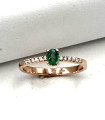 Anello in oro rosa con smeraldo ovale da 0,20 carati e brillanti carati totali 0,18