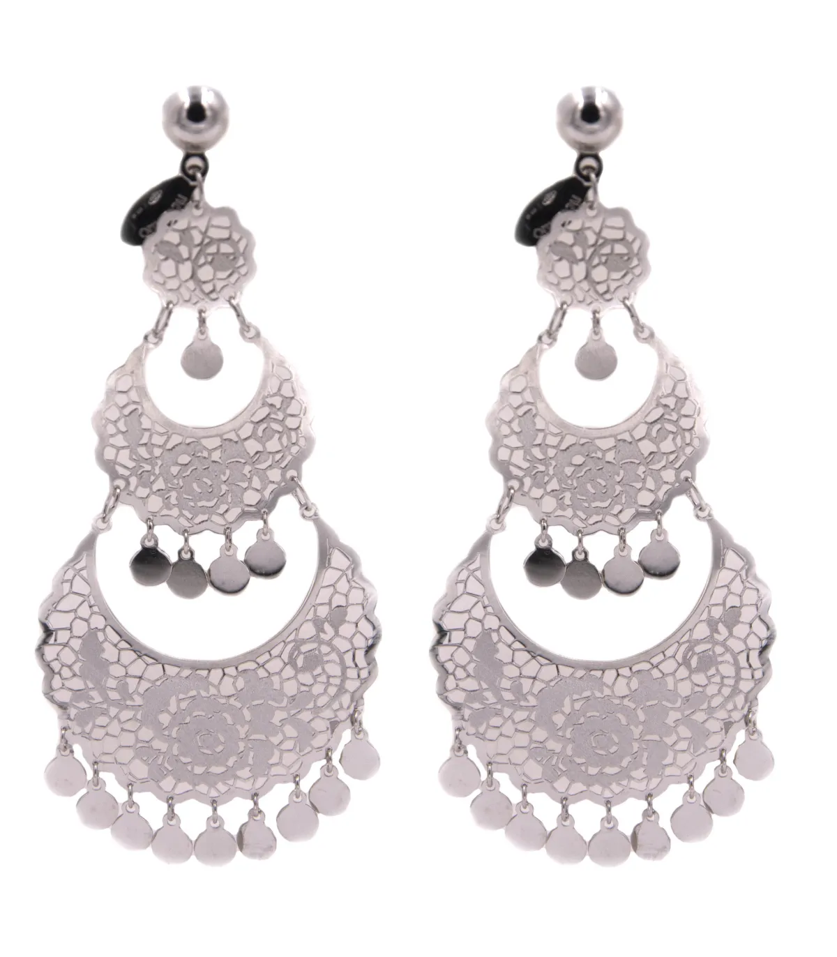 Orecchini pendenti in oro bianco con lune