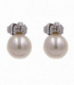 Coppia orecchini in oro bianco con perla e brillanti da 0,06 ct totali