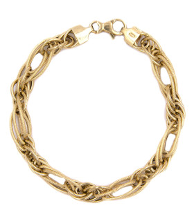Bracciale in oro giallo liscio e oro giallo satinato