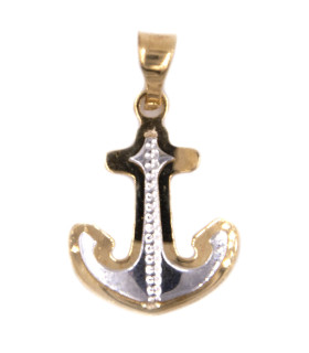 Ciondolo ancora in oro giallo e oro bianco
