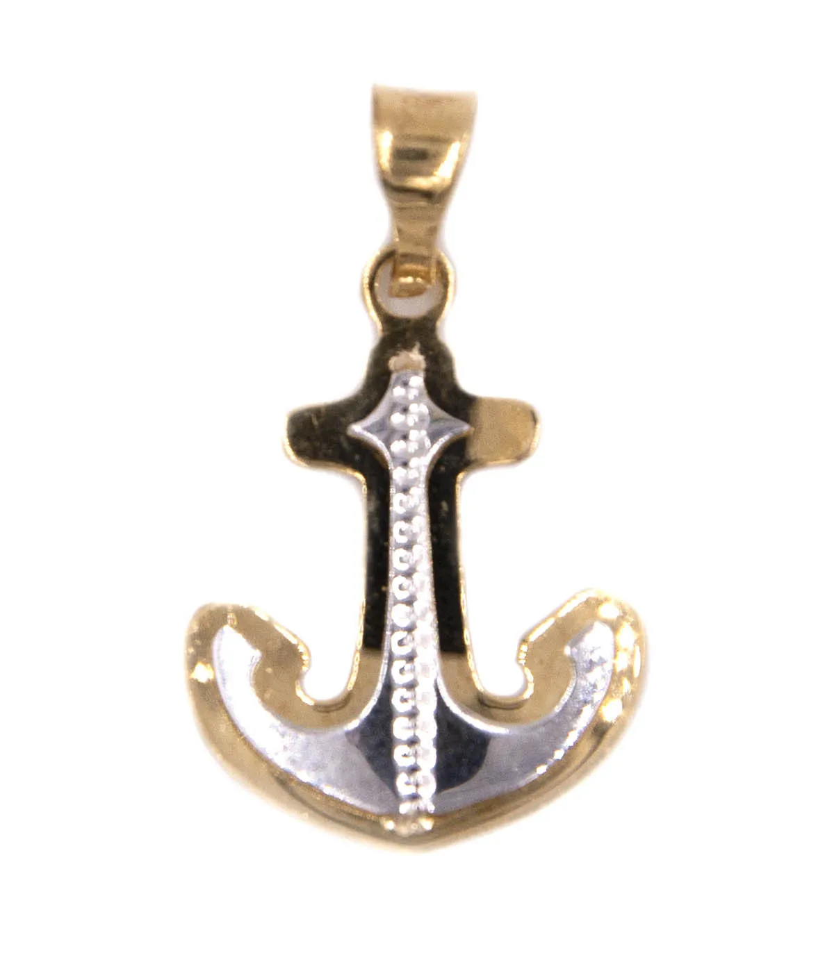 Ciondolo ancora in oro giallo e oro bianco