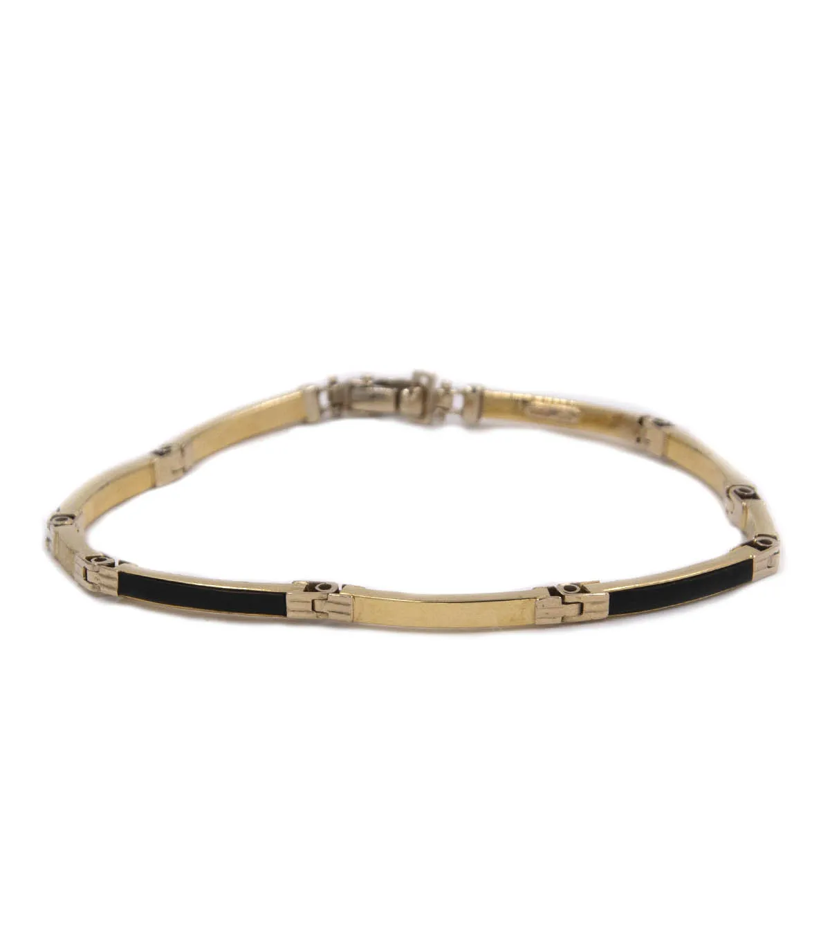 Bracciale in oro giallo a segmenti con particolari neri