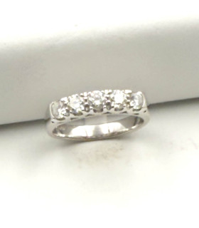 Anello veretta in oro bianco con brillanti carati totali 1,0