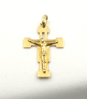 Ciondolo croce in oro giallo con Cristo