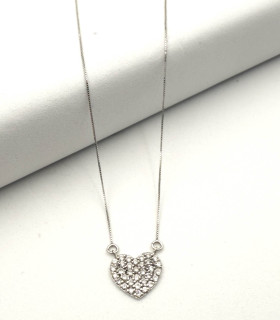 Collana in oro bianco con cuore con brillanti carati totali 0,40