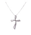 Collana in oro bianco con croce con brillanti carati totali 0,10