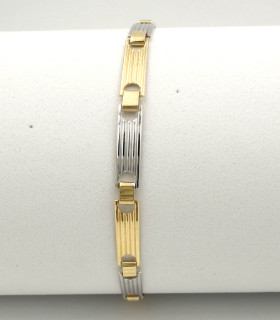 Bracciale da uomo con segmenti in oro giallo e oro bianco