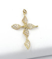 Ciondolo croce in oro giallo e oro bianco
