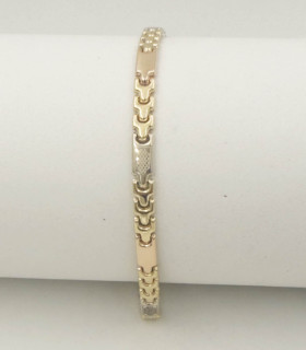 Bracciale da uomo in oro giallo con elementi in oro bianco e oro rosso