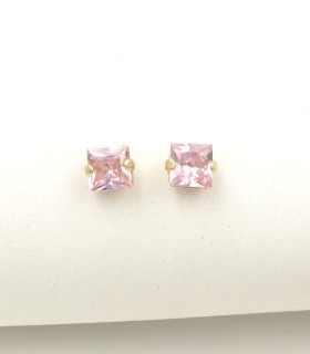 Orecchini in oro giallo con quarzo rosa