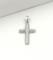 Ciondolo croce in oro bianco con zirconi