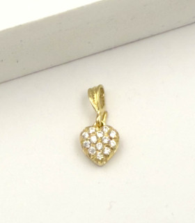 Ciondolo cuore in oro giallo con zirconi