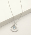 Collana in oro bianco con ciondolo con acquamarina