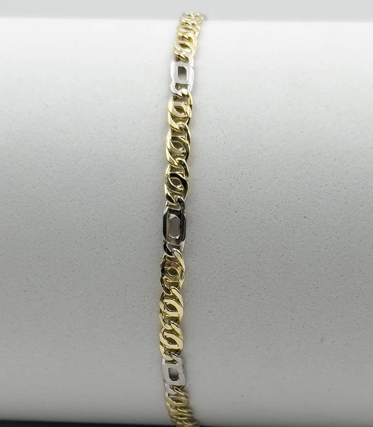 Bracciale da uomo in oro giallo e oro bianco maglia 3 + 1