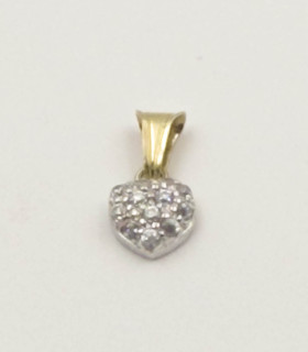 Ciondolo cuore in oro bianco e oro giallo con zirconi