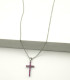 Collana in oro bianco con croce di rubini e brillanti carati totali 0,36
