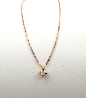 Collana punto luce in oro rosa con brillante da 0,04 carati