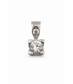 Ciondolo punto luce in oro bianco con zirconi