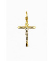 Ciondolo croce in oro giallo con Cristo in oro bianco