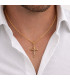Ciondolo croce in oro giallo con Cristo in oro bianco