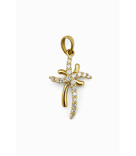 Ciondolo croce in oro giallo con zirconi