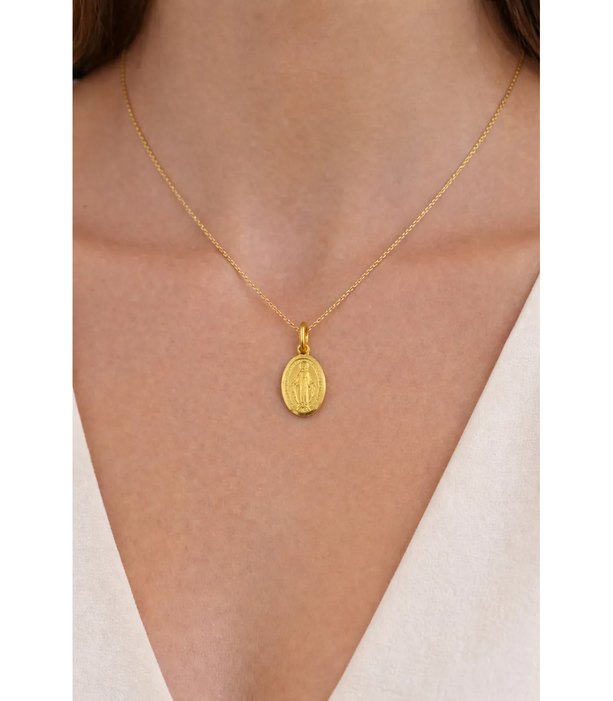 Ciondolo Madonnina miracolosa in oro giallo