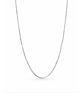 Collana in oro bianco liscia e semi torchon