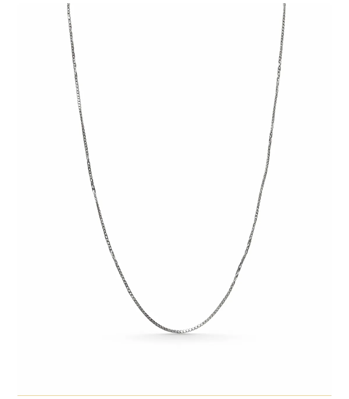 Collana in oro bianco liscia e semi torchon