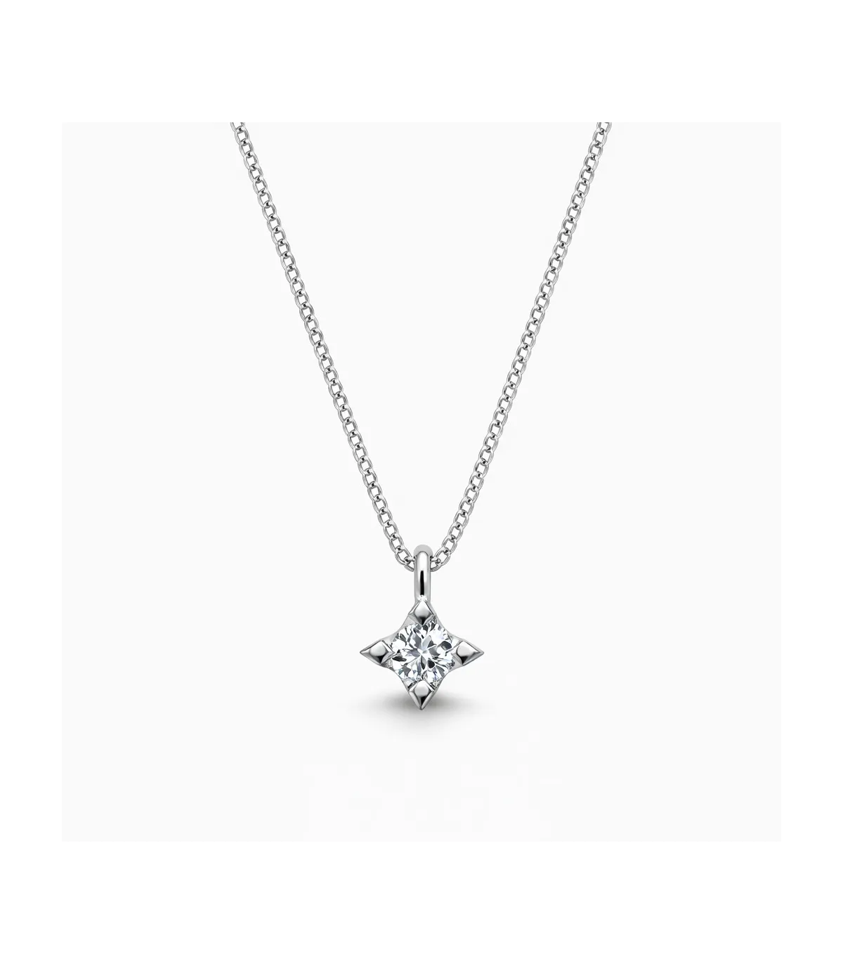 Collana punto luce in oro bianco con brillante da 0,10 carati
