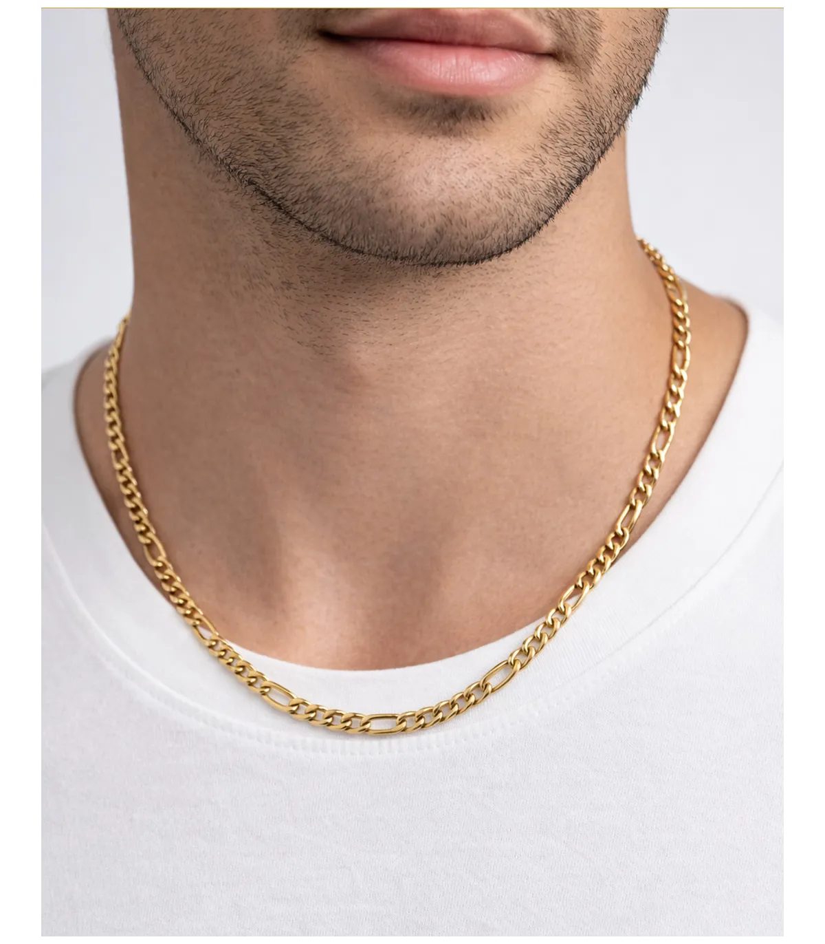 Collana da uomo in oro giallo maglia 3 + 1