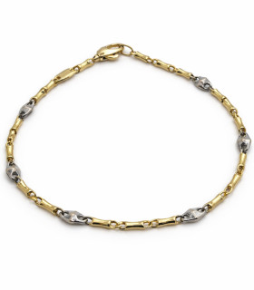 Bracciale in oro giallo con particolari in oro bianco