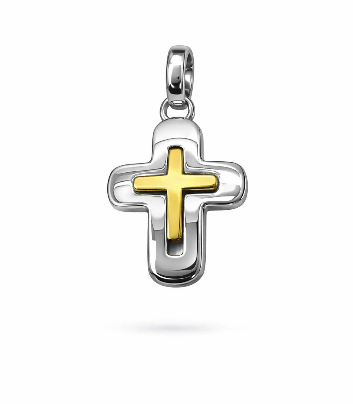 Ciondolo croce in oro bianco e oro giallo