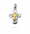 Ciondolo croce in oro bianco e oro giallo