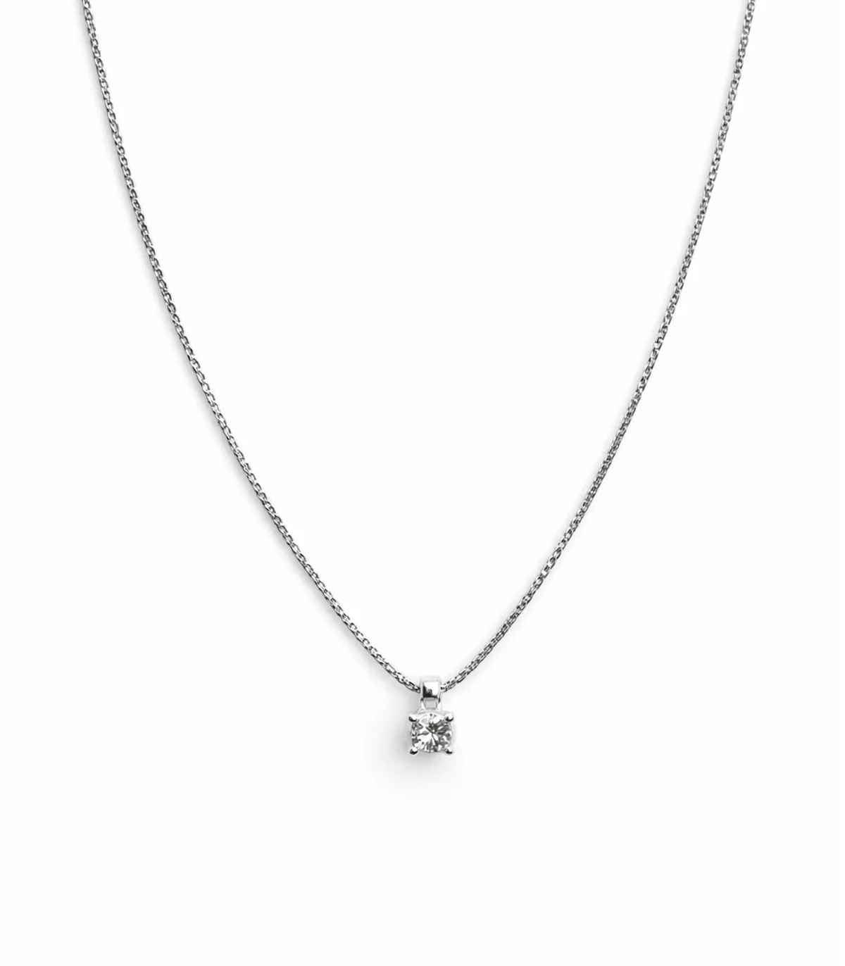 Collana punto luce in oro bianco con zircone