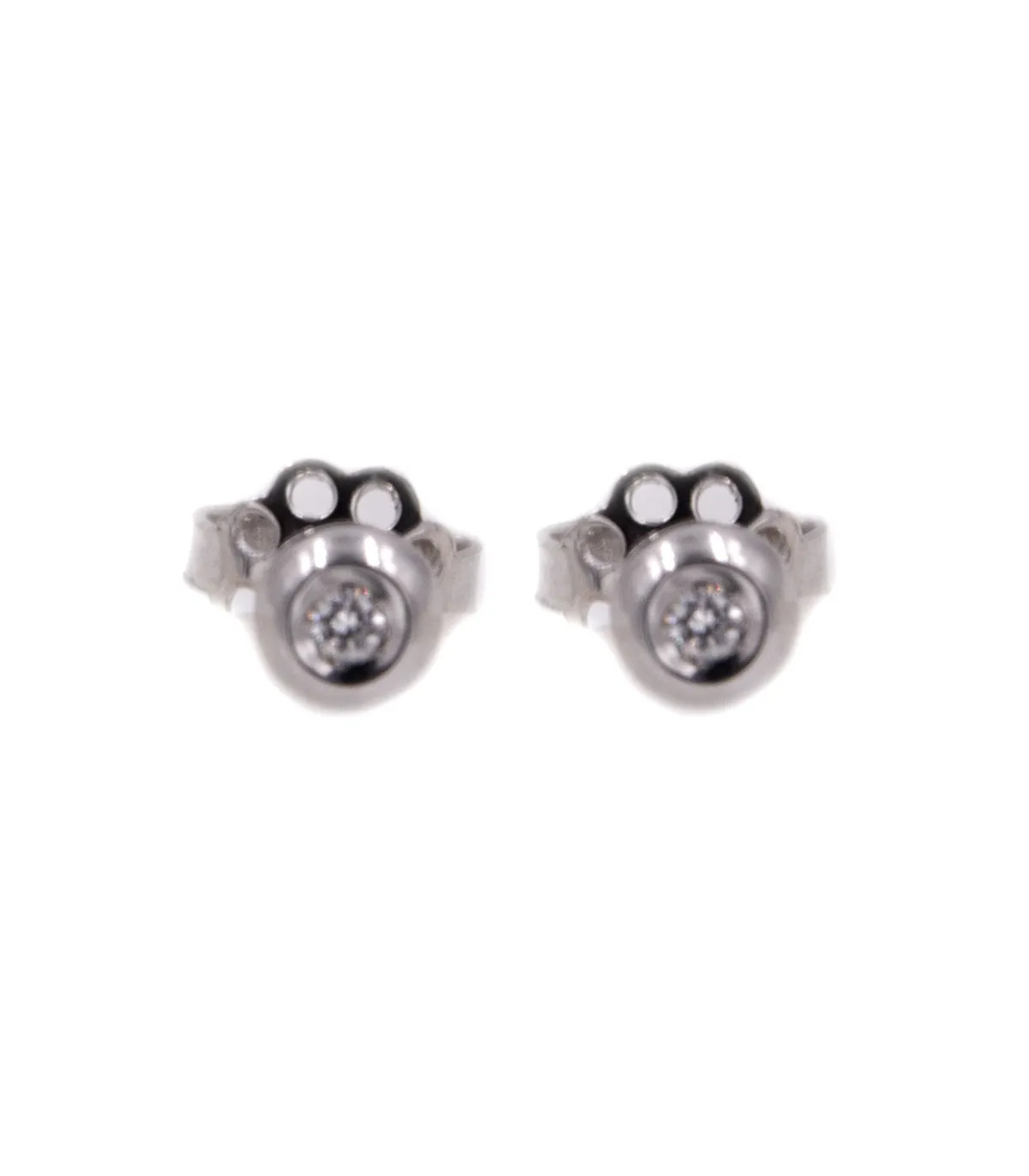 Orecchini punto luce a cipollina in oro bianco con brillanti carati totali 0,20