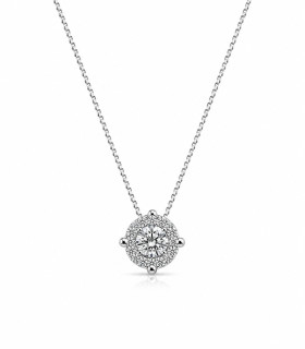 Collana in oro bianco con ciondolo con brillanti carati totali 0,30
