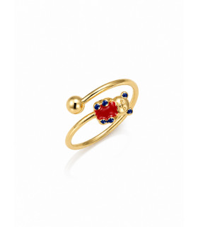 Anello da bimba in oro giallo con orsetto