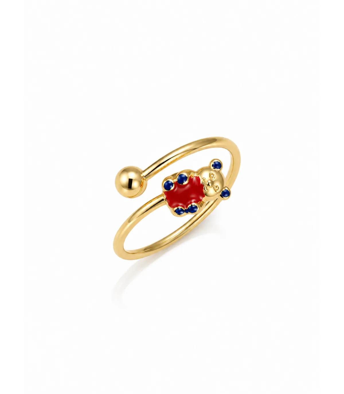 Anello da bimba in oro giallo con orsetto